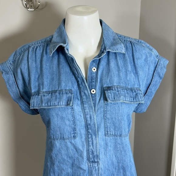 Vineyard Vines Dress Margo Chambray Shirtdress Denim Blue Short Sleeve Sz XS - Picture 2 of 14